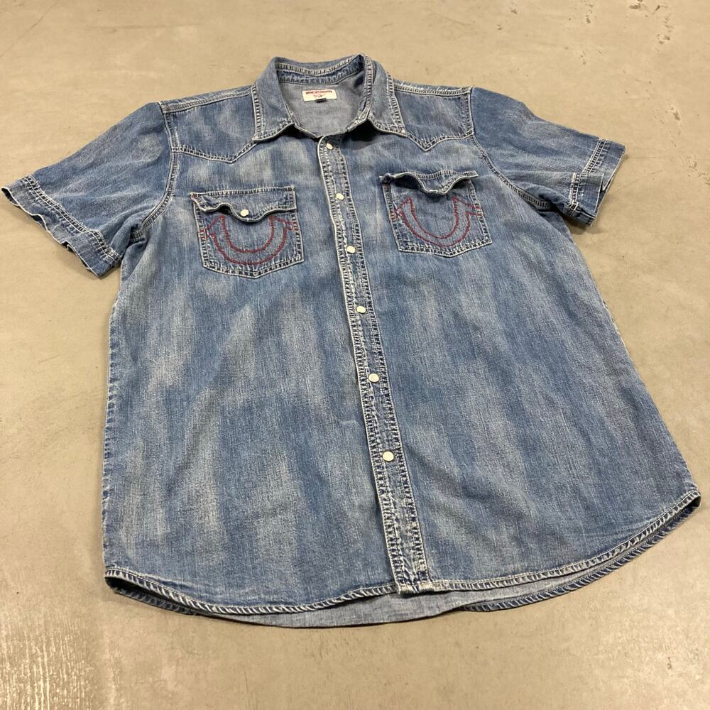Y2K faded true religion button up shirt - Picture 1 of 4